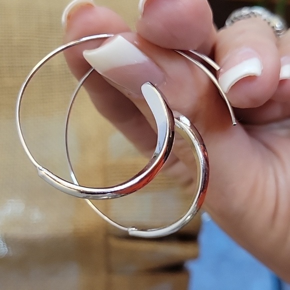 Silver Swirl Threader Hoops - Picture 3 of 6